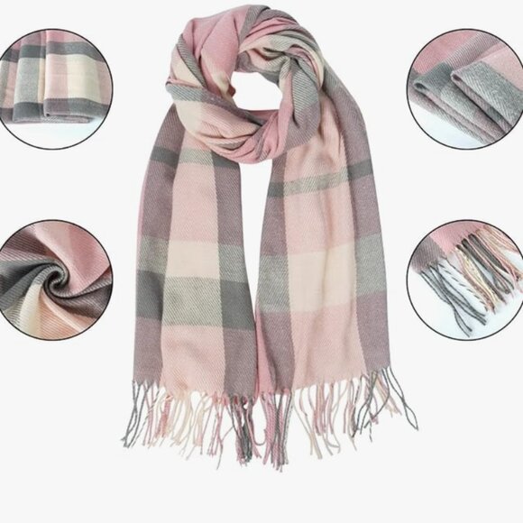 Colorful Pink Soft Oversized Fall Scarf – Warm, Stylish - Picture 3 of 6